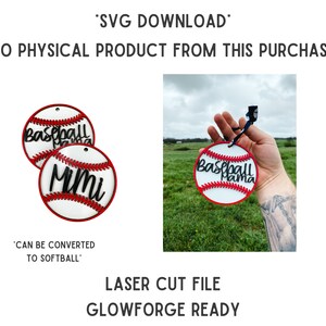 Baseball Auto Anhänger SVG | Baseball Glowforge-Datei | Carcharm SVG Download | Glowforge-Datei | Laserbereit | Datei | Baseball Mama SVG | Schnittdatei