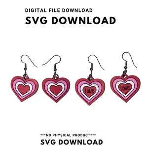 Valentine&#39;s Day Hearts Dangle Earring SVG Cut file