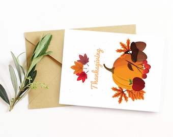 Thanksgiving card, digital download, printable, pumpkin, autumn