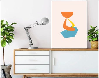 Mid century modern, abstract wall art, digital print, home decor, picture gallery, instant download