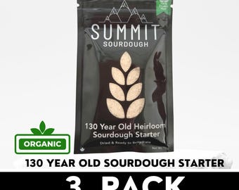 Organic Summit Sourdough Starter * 3-PACK * 130 years old | Dehydrated Sourdough Starter | Sourdough Bread | Summit Sourdough Starter Yeast