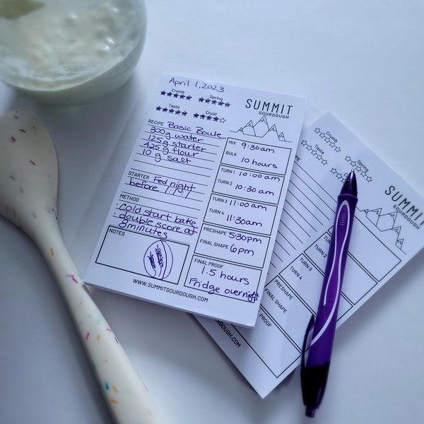 Sourdough Bakers Log and Schedule - Notepad, 50 pages by Summit Sourdough