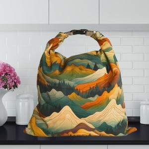 Reusable Bread Bag for Sourdough Bread | Washable Bread Storage Bag | Artisan Bread Bag | Eco Friendly Bread Keeper | Freezer Safe Mountain
