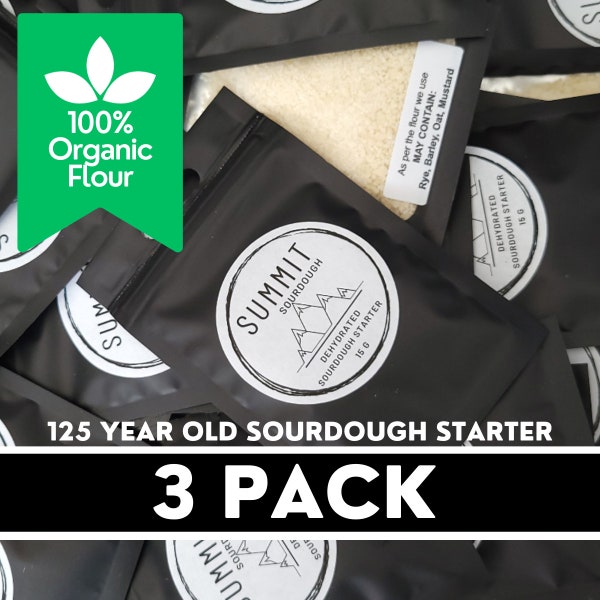 Organic Summit Sourdough Starter * 3-PACK *  over 125 years old | Dehydrated Sourdough Starter | Sourdough Bread | Summit Sourdough Starter