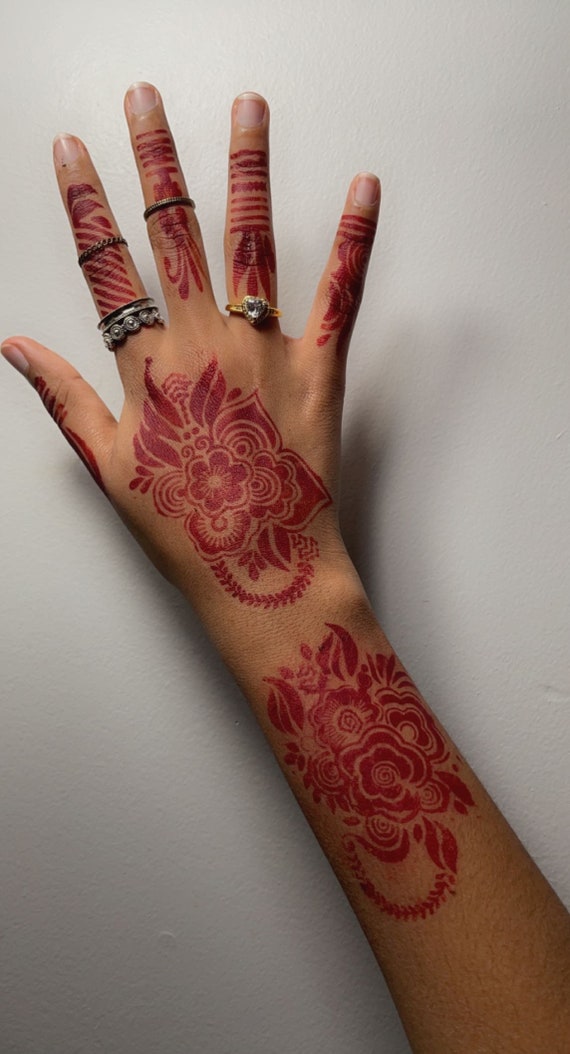 Henna stencil design sticker | Etsy
