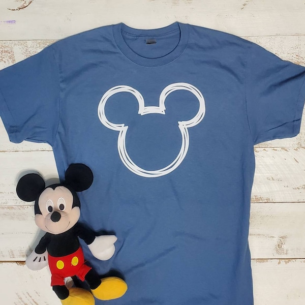 MICKEY HEAD OUTLINE Shirt, Mickey Shirt for Boy's Shirt Solid Shirt. Perfect for Disneyland shirt | Disneyworld Shirt | Family Trip Shirt
