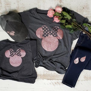 MINNIE MOUSE SPARKLE Mommy and Me Hat | customizable girl Hat. Perfect for Disneyland Hatt | Disneyworld Hat | Family Trip Hat | One-size