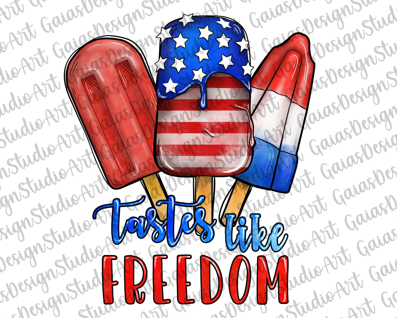Tastes Like Freedom Png Patriotic Popsicles Print Red White | Etsy