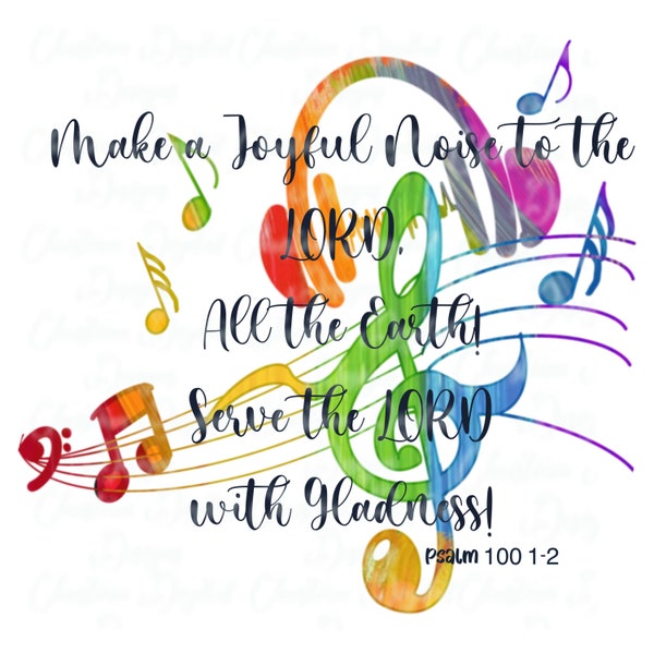 Make a Joyful noise, PNG Hand drawn Sublimation design, Digital Download, Printable PNG, Religious, Spiritual, Christian, Cricut, Silhouette