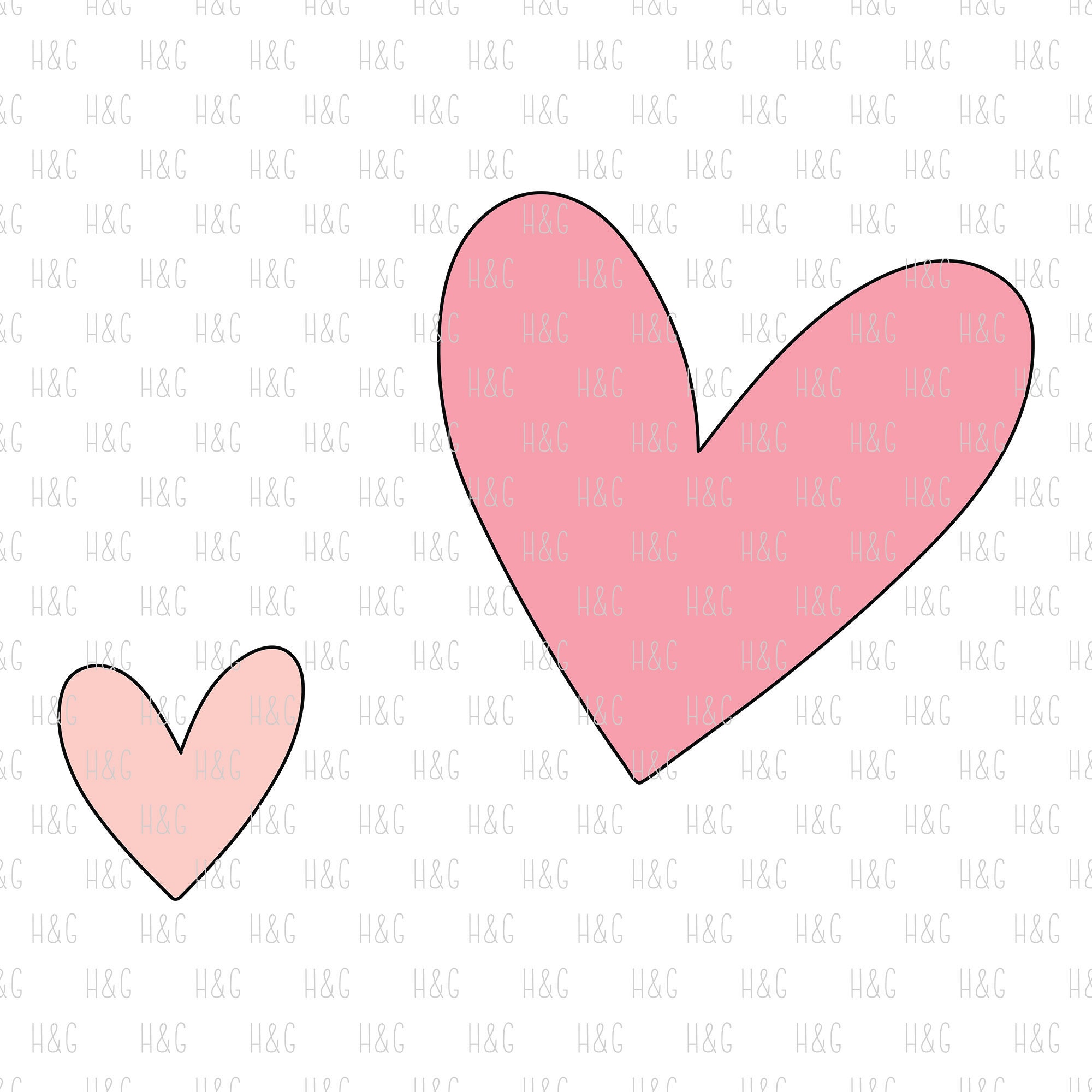 Rosa Herzen PNG-Datei für Sublimation Hand gezeichnete - Etsy.de