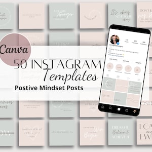 Instagram Mindset-Vorlagen, bearbeitbare Instagram Canva-Vorlagen, positive Instagram-Zitate, inspierierende Zitate, positive Mindset