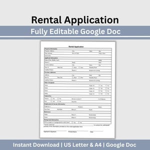 Tenant Screening Rental Application Editable Google Docs Form Landlord Tenant Info Template