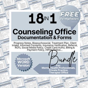 Therapy Notes Office Policies Bundle Therapy Forms Toolkit Printable Therapy Documentation and Client Intake Policies for Counselors