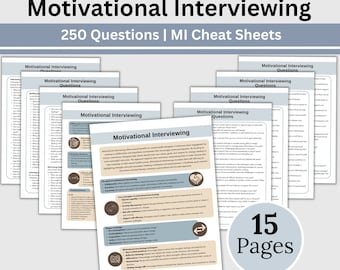 Motivational Interviewing Questions: Therapy Cheat Sheet (Digital Download)