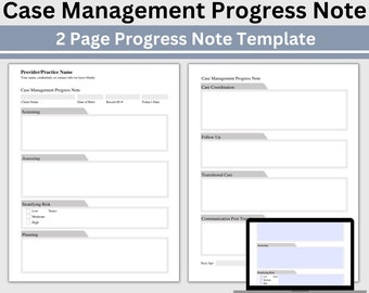 Case Management Progress Note Template: Fillable PDF for Social Workers (US Letter & A4)