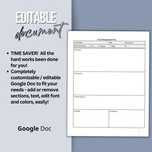 Social Worker Progress Note Template Editable Google Doc SOAP/DAP Form ...