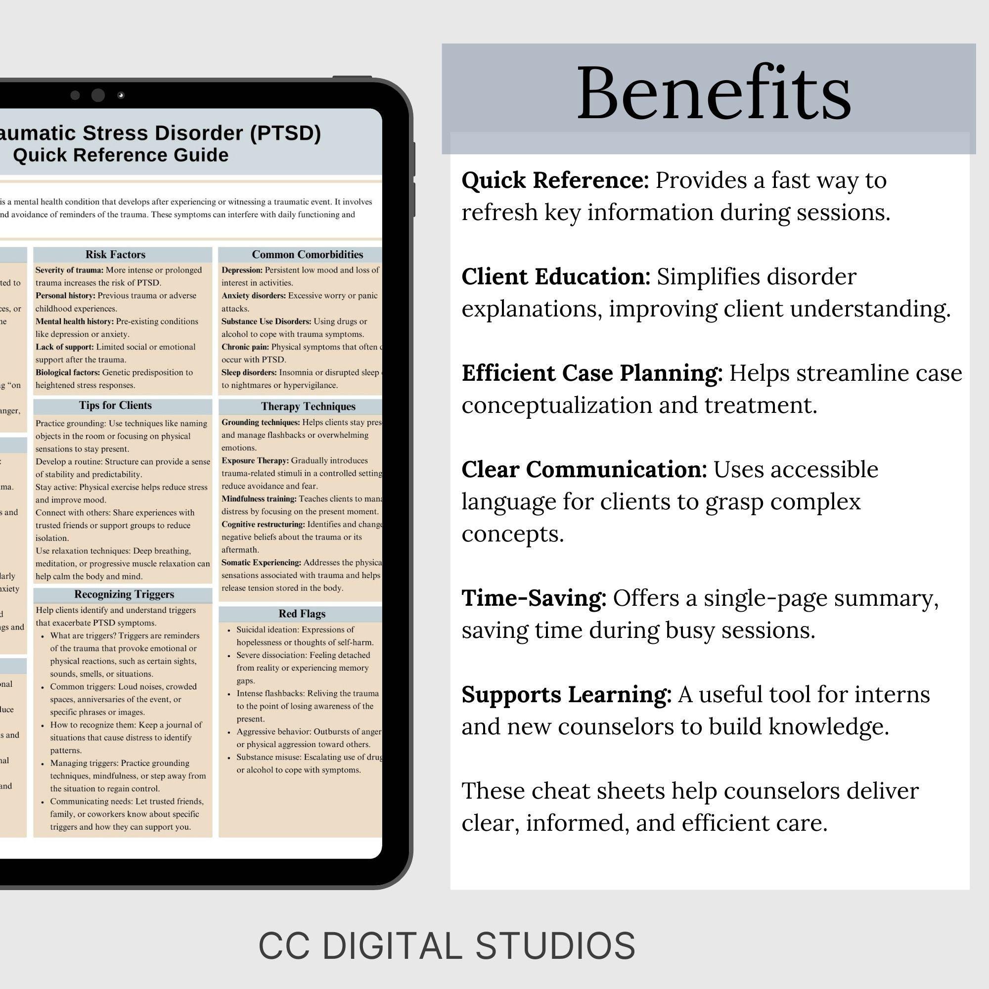 PTSD Cheat Sheet: Counselor & Client Psychoeducation (digital Download ...