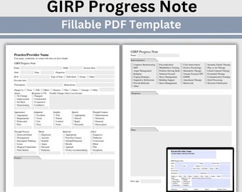 GIRP Progress Note Template: Fillable Therapy Form (PDF)