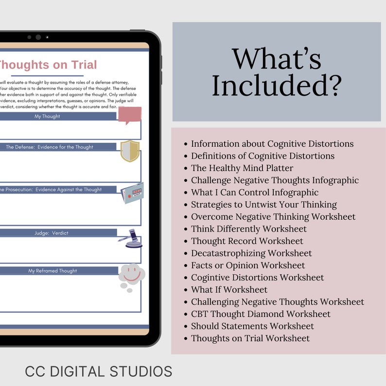 cognitive distortion therapy worksheets are designed to help you gain insight into and challenge your thinking patterns.  Crafted to guide you through the process of identifying and addressing specific cognitive distortions
