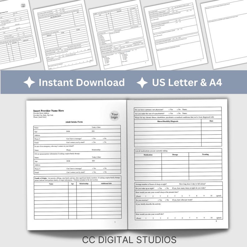 Editable Client Intake Form: Therapy Office Template (WORD Doc) - Etsy