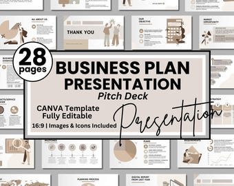 Editable Business Plan Pitch Deck: Canva Presentation Template