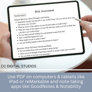 Mental Health Risk Assessment fillable PDF template. Designed for counselors and therapists, this suicide assessment tool includes essential suicide therapy questions to ask at-risk clients. Counselor risk note template