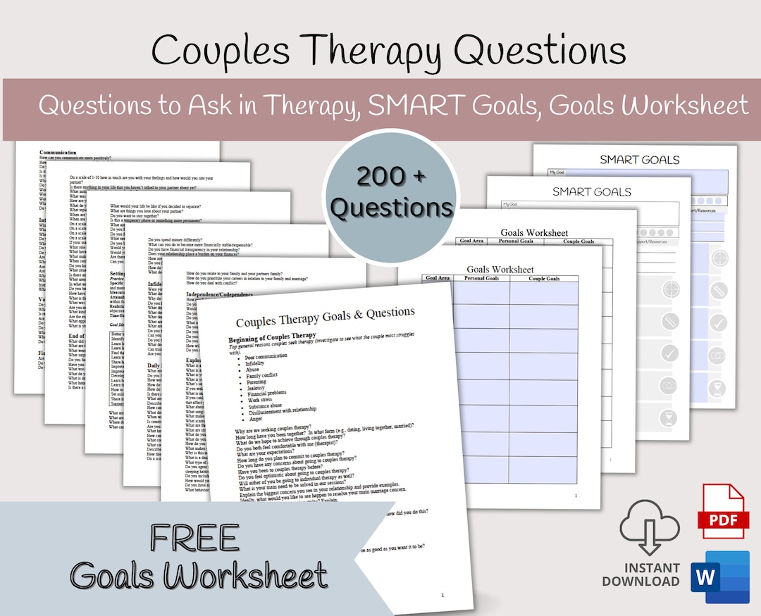 Couples Counseling Questions Therapy Questions for Couples Etsy