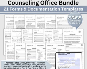 Therapy Forms Bundle: Private Practice Documentation Templates (Fillable PDF & Word Docs)