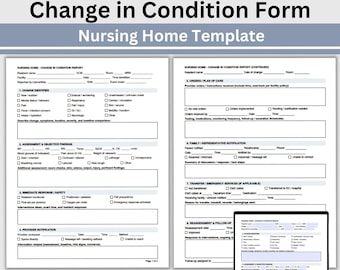 Nursing Home Change in Condition Form | Resident Assessment Template