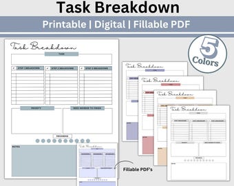 Task Breakdown Planner: Fillable Template for ADHD (Digital Download)