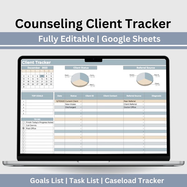 Client Tracker Google Sheets Client Management, Client Session Tracker, Private Practice, Psychotherapy Tool for Therapist Office