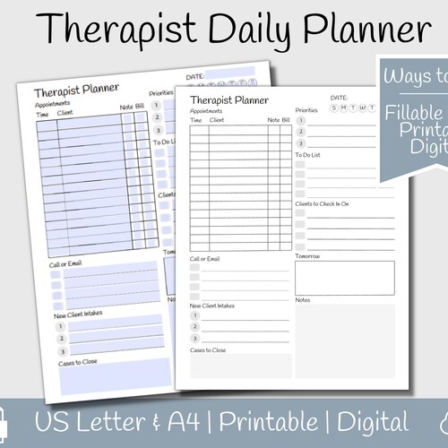 Therapist Daily Appointment Planner Daily Clinical Planning Etsy