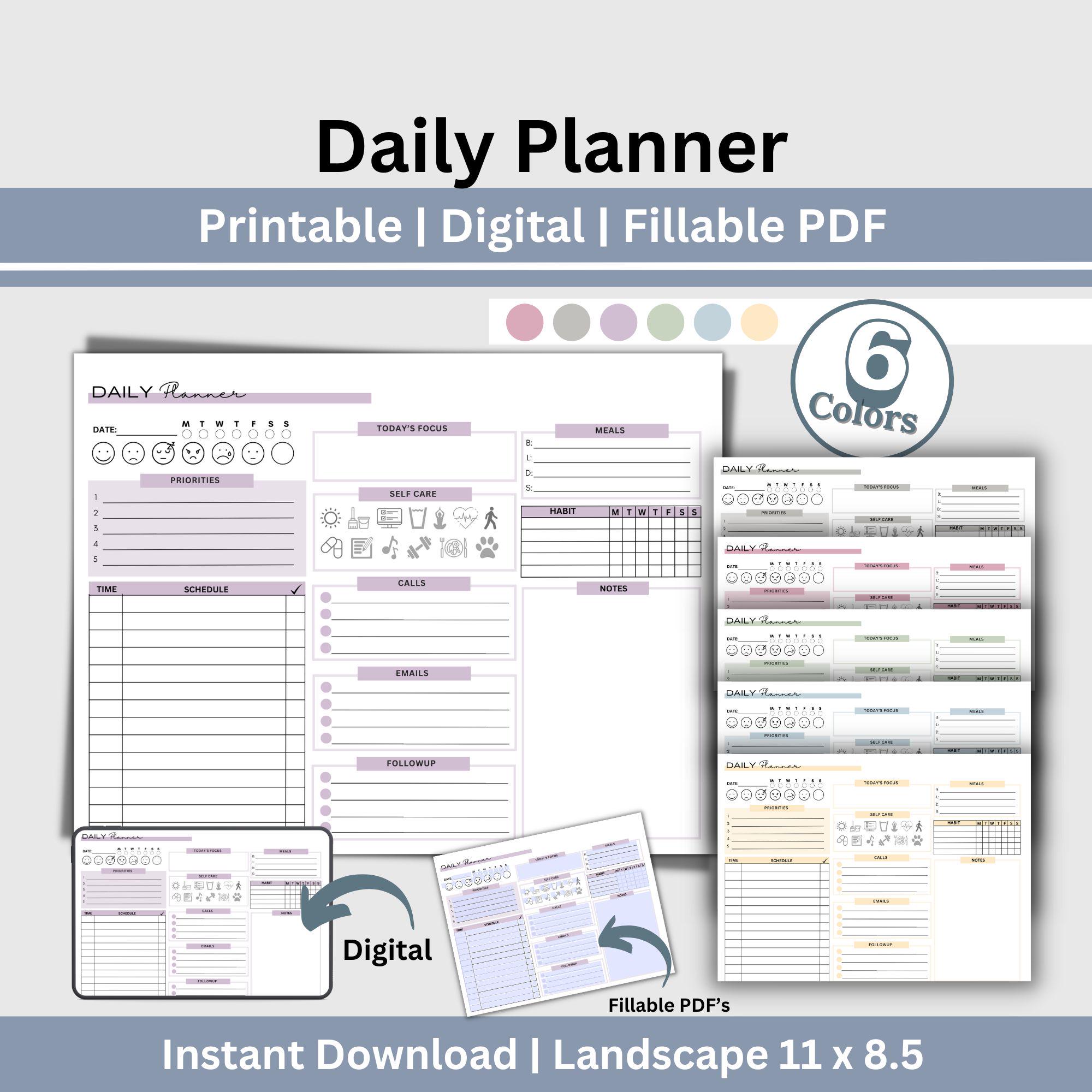 Daily Landscape Daily Task Checklist.pdf Landscape Daily Planner Printable: To-do List, Hourly Schedule (PDF ...