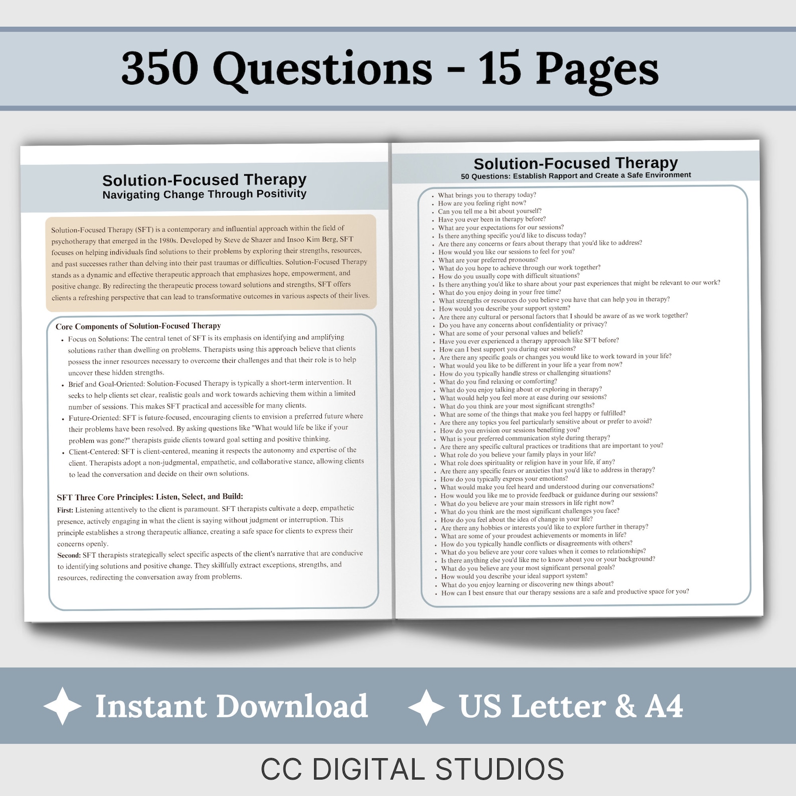 Solution Focused Therapy Questions: Cheat Sheets for Therapists ...