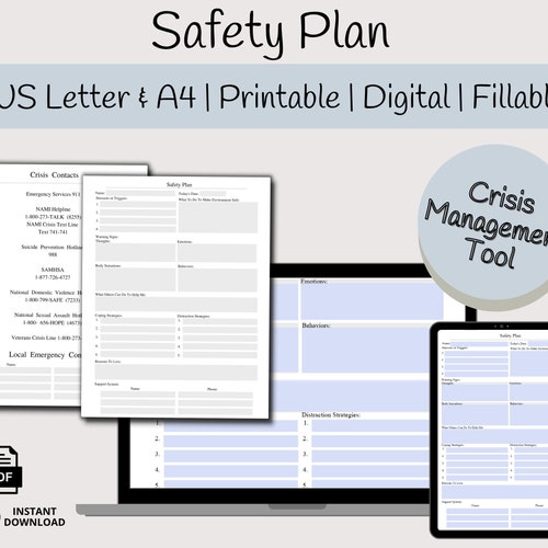 Safety Plan Template Fillable & Printable Therapist Tools Etsy Australia