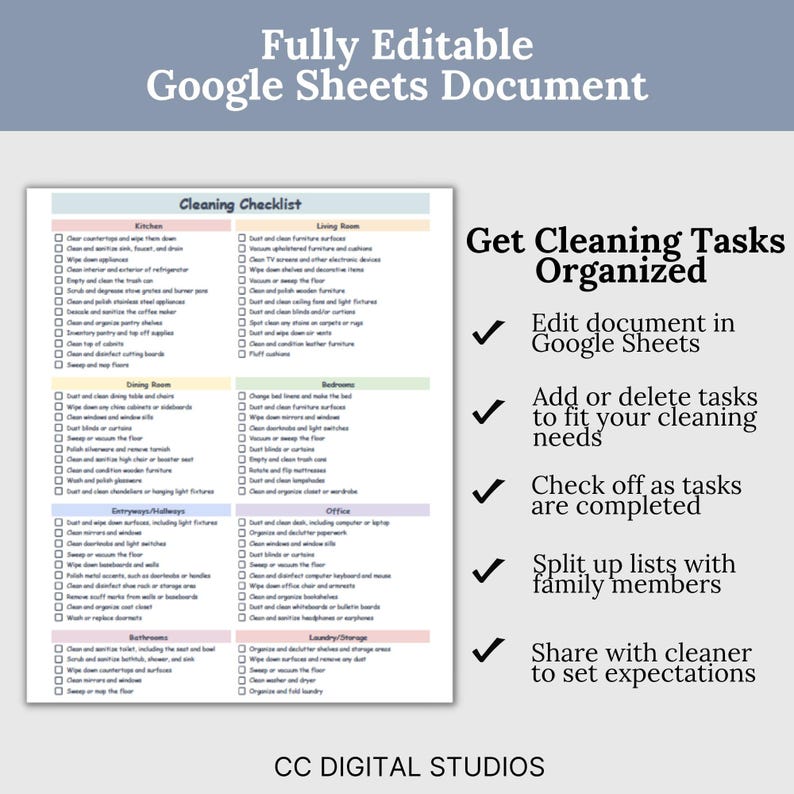 Printable Home Cleaning Checklist: Daily & Weekly Planner (digital ...