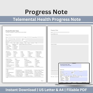 Telemental Health Progress Note Template: Fillable Therapy Tool (PDF)