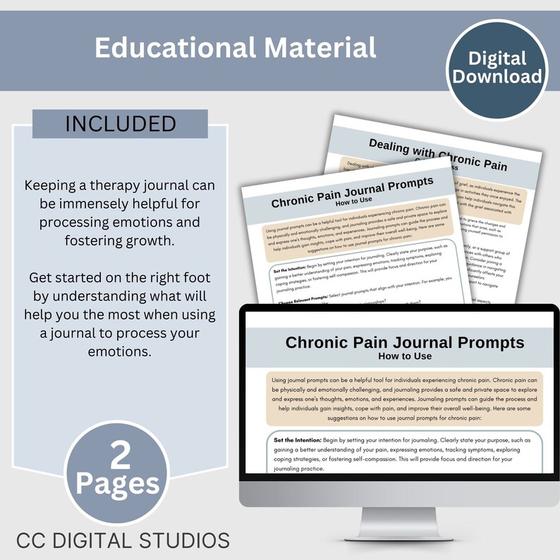 Tablet view of the digital download with legible fonts and tidy spacing, easy to read on phone, iPad, or desktop, and simple to print at home for binder use, therapy homework, or pain management programs.