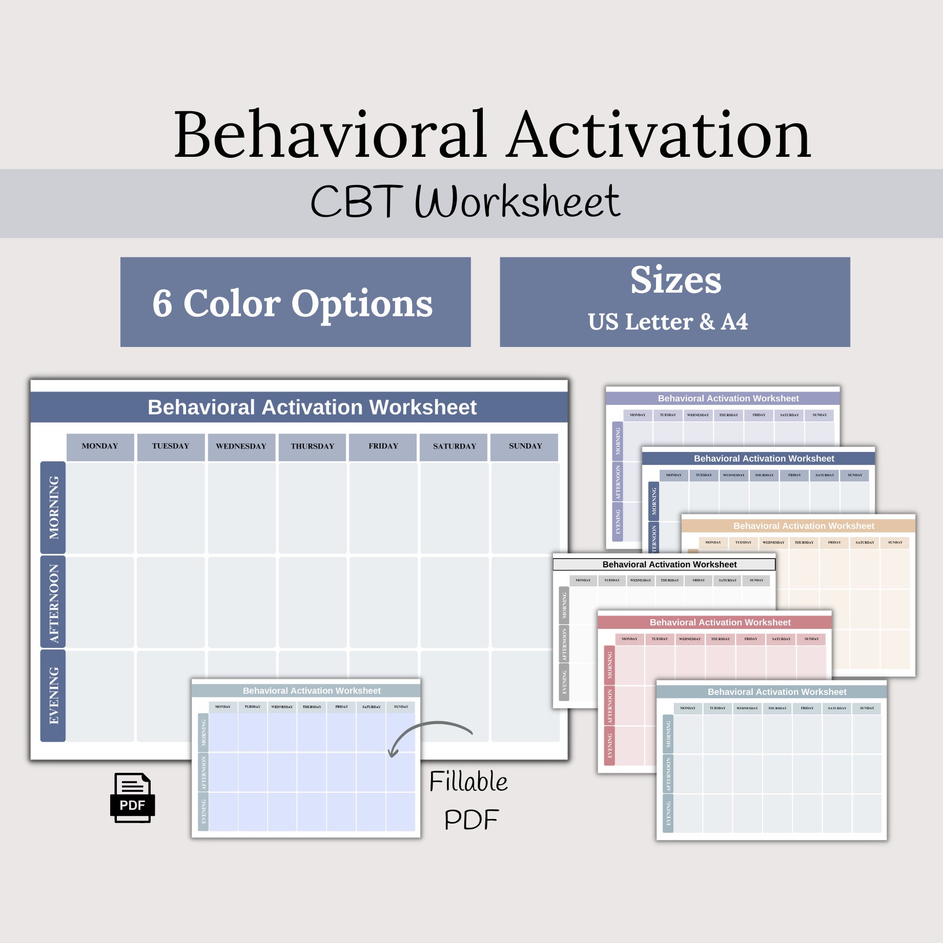 Behavioral activation worksheet cognitive behavioral therapy worksheet