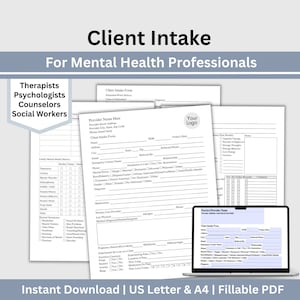 Client Intake Form Fillable PDF for Therapist Office, Private Practice Counseling Intake, Psychotherapy Counseling Tools, Behavioral Health