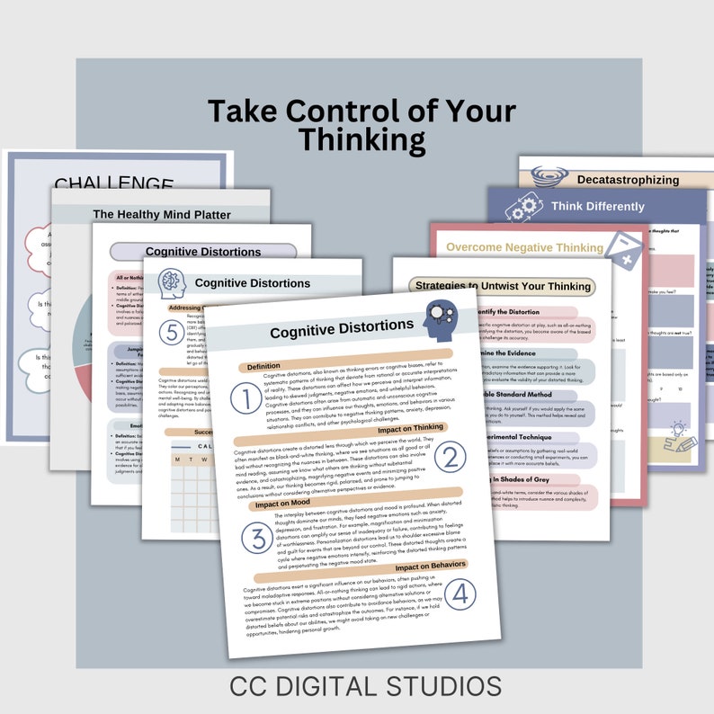 cognitive distortion therapy worksheets are designed to help you gain insight into and challenge your thinking patterns.  Crafted to guide you through the process of identifying and addressing specific cognitive distortions