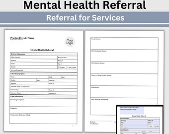 Mental Health Referral Template: Therapist Counseling Intake (Fillable PDF)