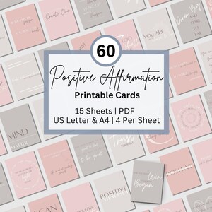 Positive Affirmation Cards, 60 Positive Quote Medication Cards, Printable Affirmation Cards, Motivational Cards, Thoughtful Gift