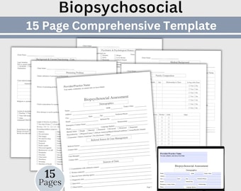 Biopsychosocial Assessment Forms, Comprehensive Fillable Forms for Client Intake, Easy Note Taking & Documentation, Therapy Office Forms