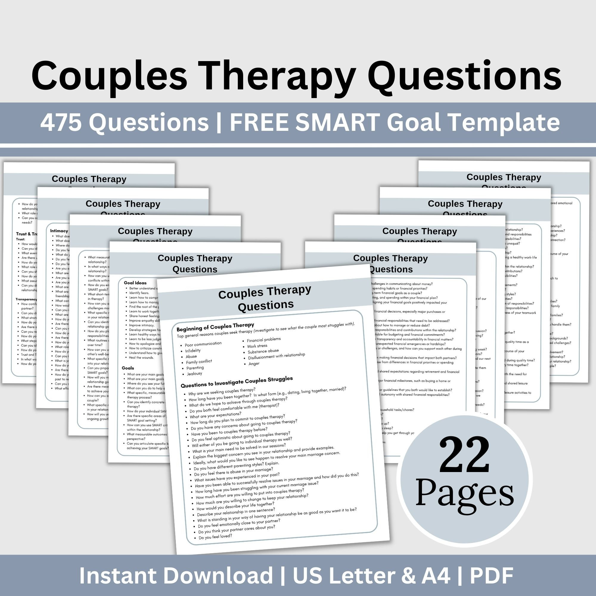 Marriage Therapy Questions Cheat Sheet, FREE SMART Goals Form ...