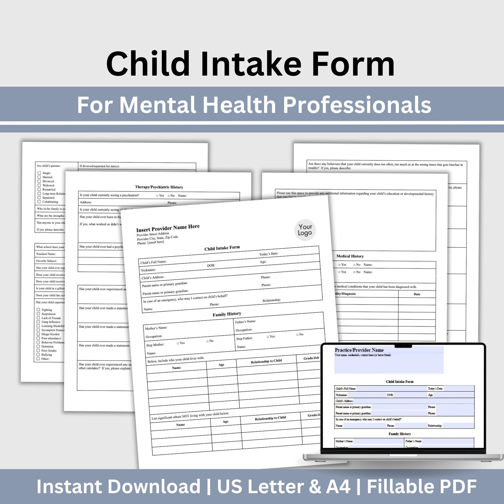 Child Intake Form Adolescents, Therapist Office, School Psychology ...