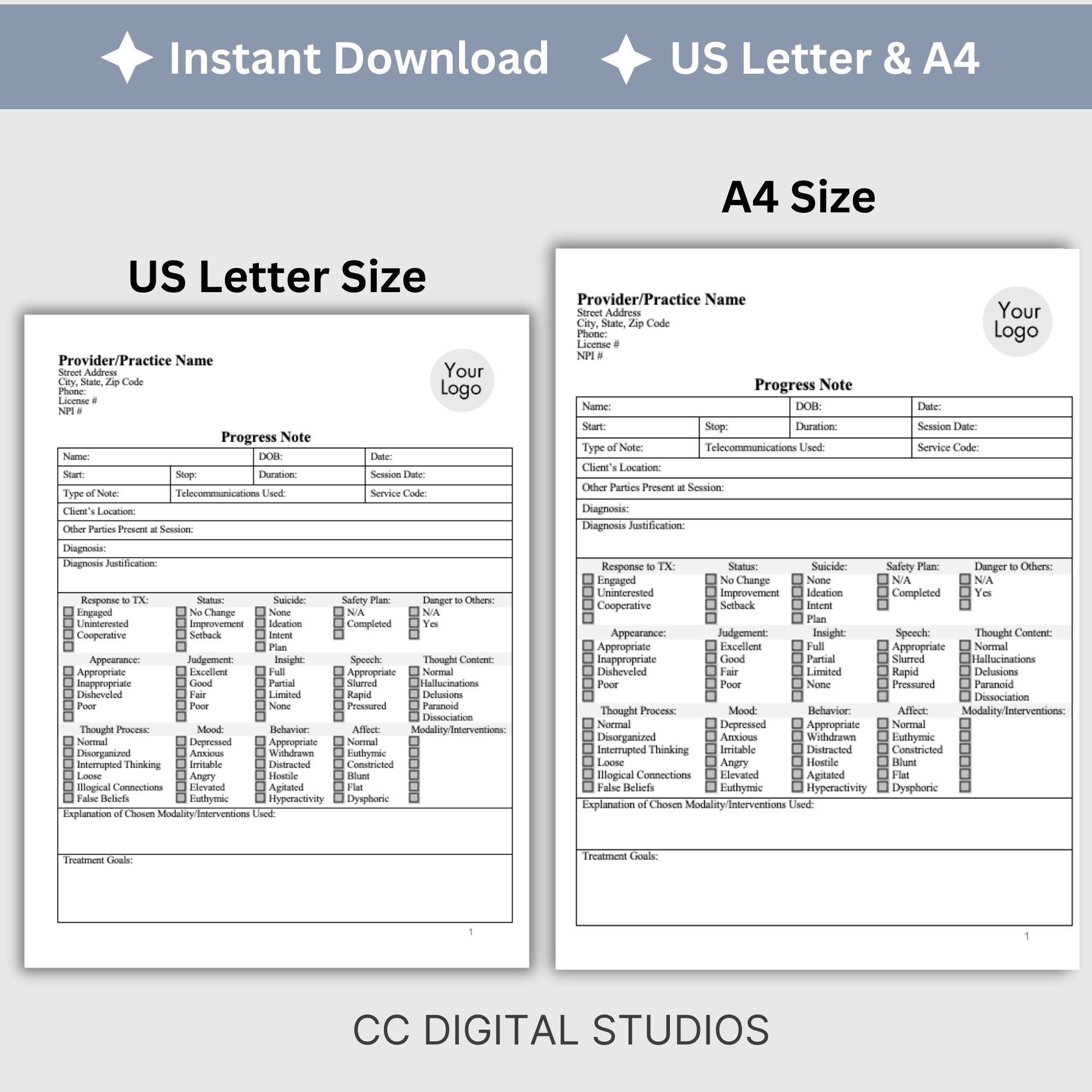 Therapist Progress Note Template: Telemental Health Counseling (WORD ...