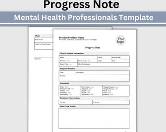 Plantilla de nota de progreso de terapia: recurso de psicología de asesoramiento (WORD)