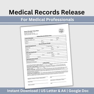 Medical Records Release Form: Printable Healthcare Authorization (Google Docs Template, US Letter/A4)