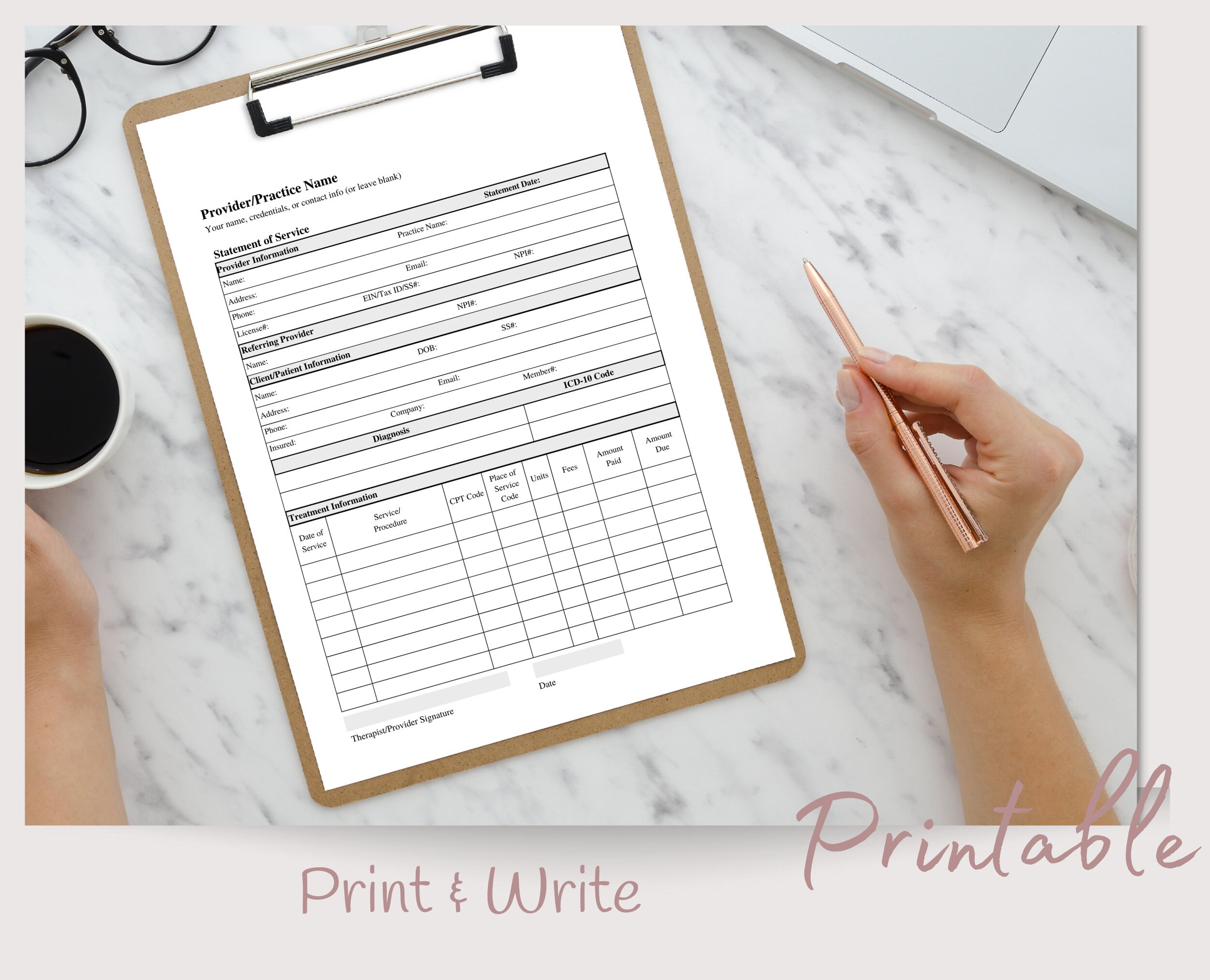 Superbill Template for Mental Health Providers Editable & Etsy Australia